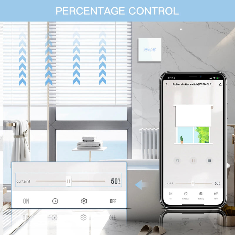 Bseed EU Standard Tuya Wifi Blind Switches Wireless Smart Roller Shutter Switch Smart Life Google Assistant Alexa Voice Control