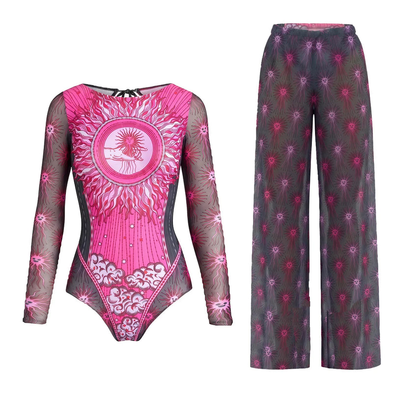 Women's Long Sleeve Swimwear Sunscreen One Piece Swimsuit | SAMAG