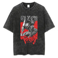 Japanese Anime Berserk Retro Washed T-shirt Men and Women New Summer Harajuku Clothing Casual Round Neck Short Sleeved Top