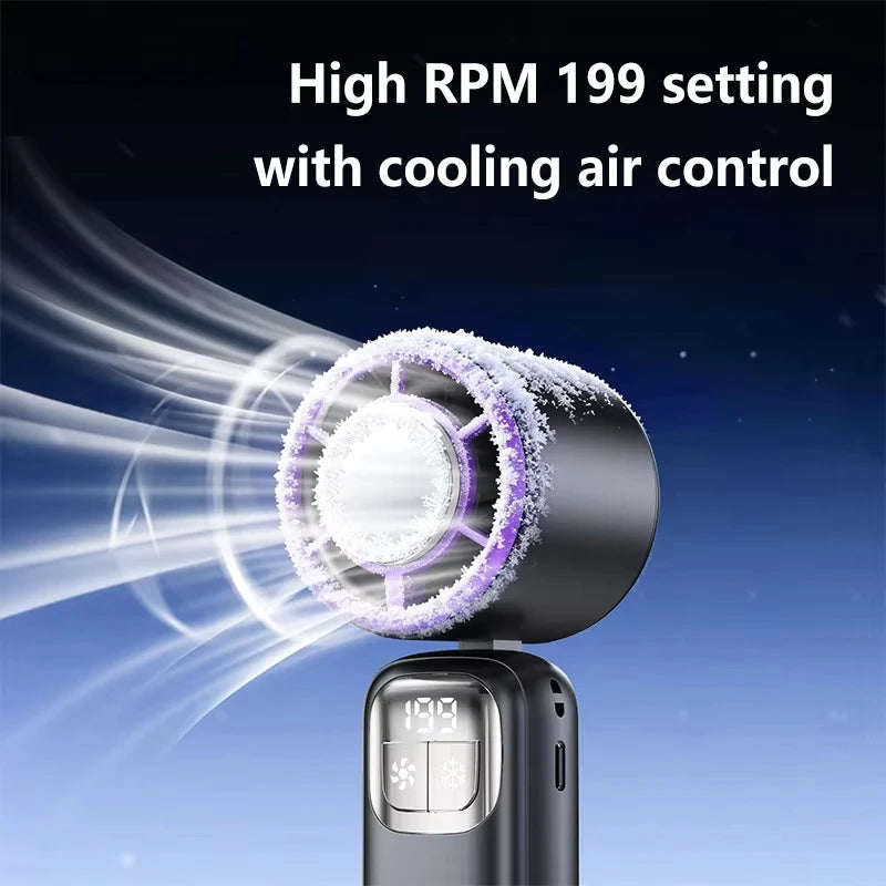 Lenovo Handheld Fan Cooling Ice Cooler Rechargeable USB Brushless Motor 199 High Speed Turbo Jet Fan for Outdoor Travel Office