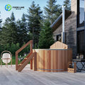 Customized Outdoor Hot Water Bath Bucket Wood Fired Heating System Wooden Bathtub Comfortable Soaking Hot Tub