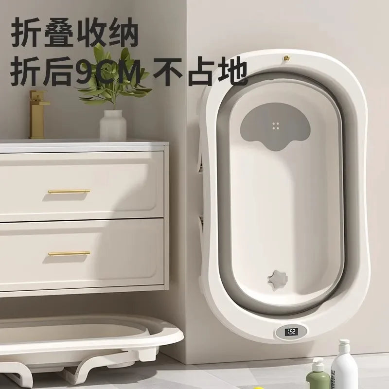 Foldable Baby Bathtub Large Portable Infant Bath Tub for Newborns Toddlers, Sitting Reclining Home Use Kids Bathing Supplies