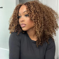 Glueless PrePlucked Highlight Blond density Lace Front Wigs 26inch Kinky Curly Synthetic Deep Water Wave For Women Baby Hair