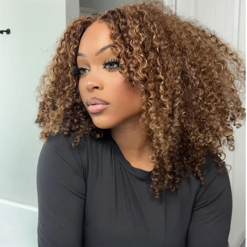 Glueless PrePlucked Highlight Blond density Lace Front Wigs 26inch Kinky Curly Synthetic Deep Water Wave For Women Baby Hair