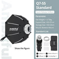 AMBITFUL 30x120cm 55cm 65cm 90cm One Touch Open Octagon/Rectangle Softbox Bowens Mount for Outdoor Studio Photography Side Wing