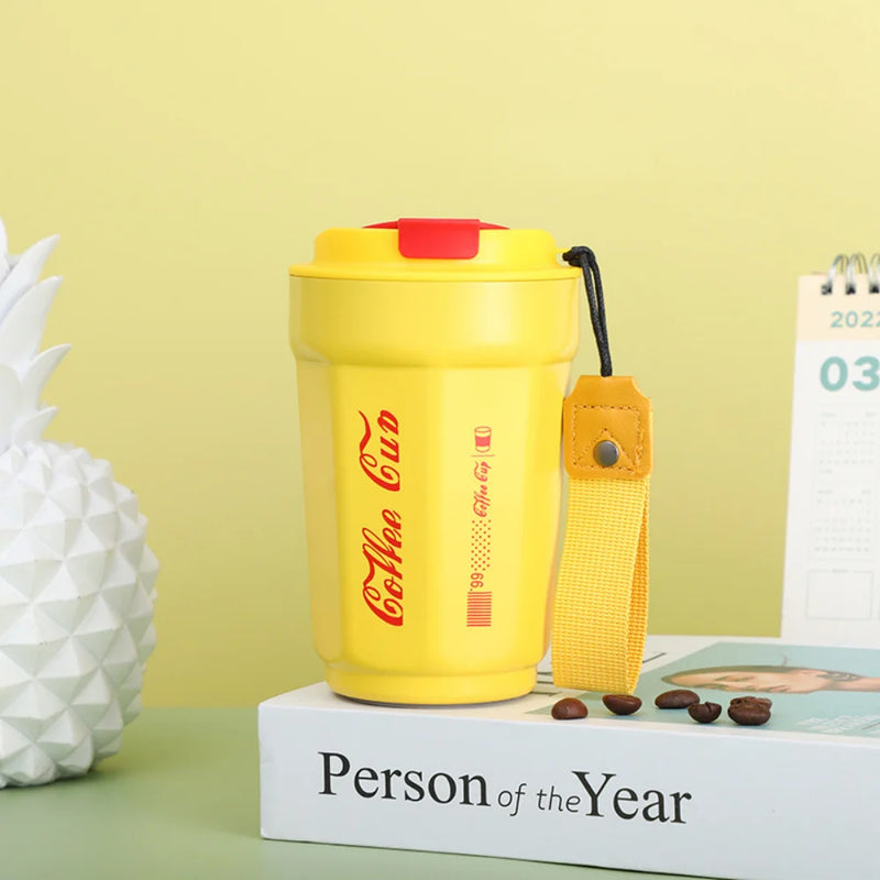Thermos Coffee Mug Leakproof Vacuum Double Wall Travel Coffee Cup Portable Belt Cup Stainless Steel Mug