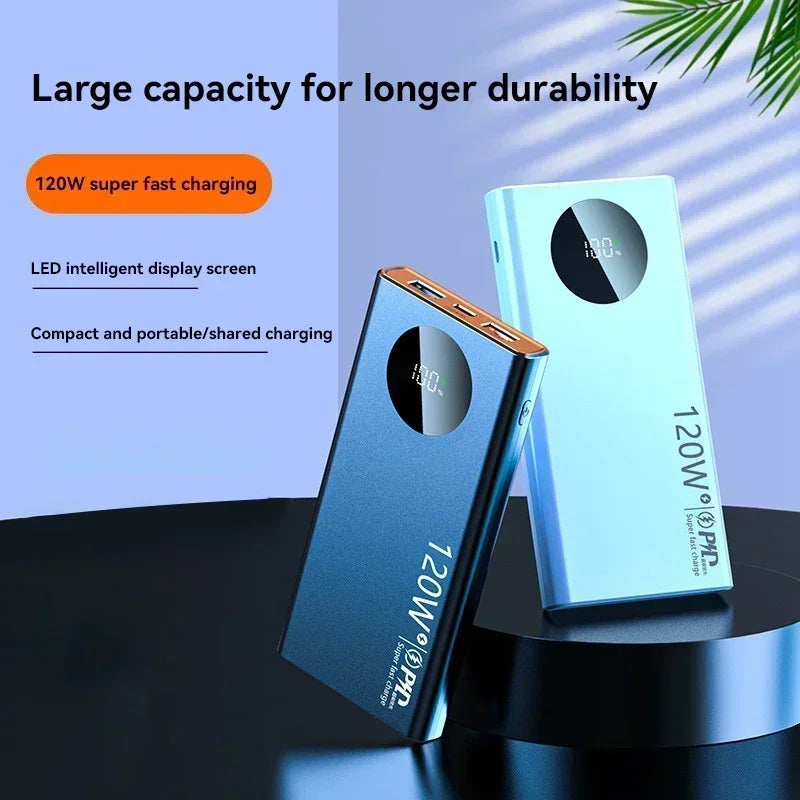 Lenovo 500000mAh Power Bank 120W Super Fast Charging PD20W Dual Way Digital Display Airplane Safe CCC For iPhone Samsung Xiaomi