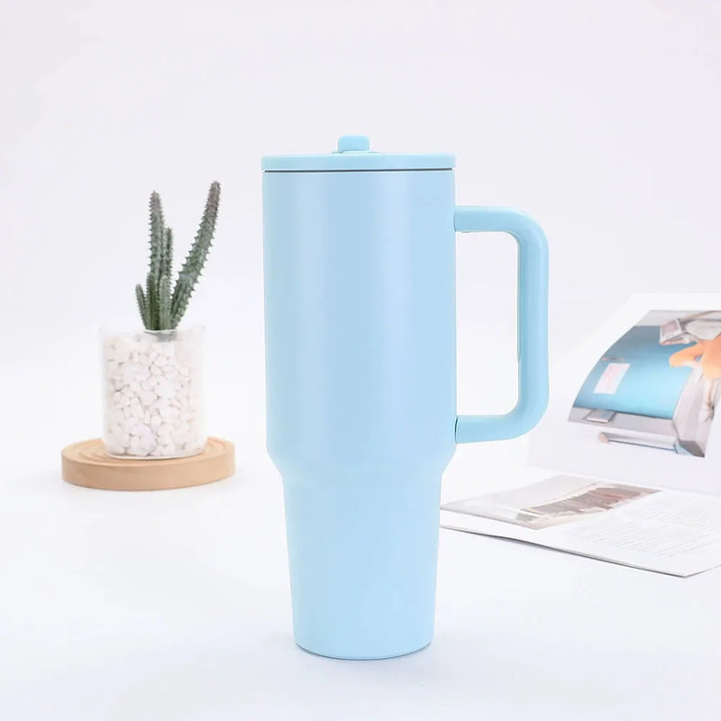 40oz Stainless Steel Thermos Cup with Straw Portable Car Cup Large Capacity Travel Mug Cup Water bottle 1200ml Coffee Mugs