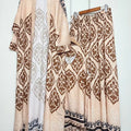 Design retro positioning printed long cardigan+vest three piece set for spring women's clothing+loose pants skirt fashion set