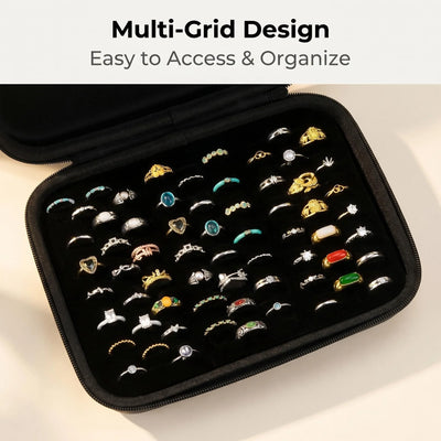 Jewelry Ring Storage Organizer Case Waterproof Shockproof Hard Shell Travel Display Box with Multi - Grid for | SAMAG