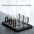 1/2pcs 400ml Glass Cups with Walnut Handle Household Heat-resistant Mug Large Capacity Tea Making Cup Office Drinking Glasses