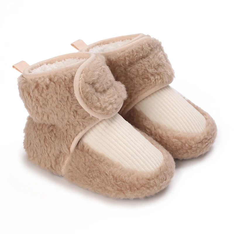 Autumn Winter Boots Baby Girl Boys Winter Warm Shoes Solid Fashion Toddler Fuzzy Balls First Walkers Kid Shoes 0-18M