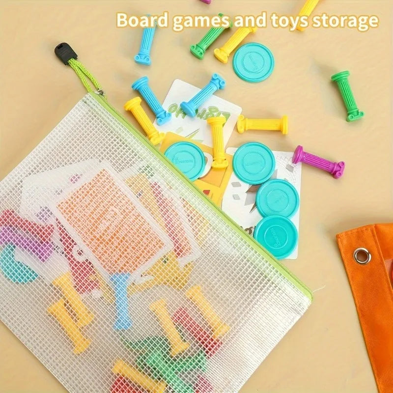 5PCS A5 Mesh Zipper File Bag Creative Student Stationery Waterproof Pen Bag Office Transparent Data Bag Bill Storage Bag