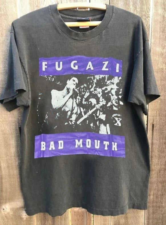 Fugazi Bad Mouth 90s Charcoal Short Sleeve Unisex T shirt Vtg Graphic T Shirts Harajuku