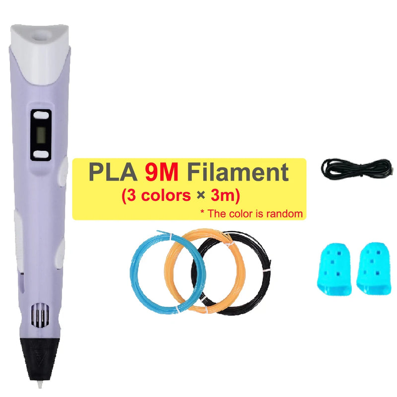 Kids 3D Printing Pen Adjustable Speed LED Display DIY Drawing Pens 3D PLA Filament Christmas Birthday gift for Boys and Girls