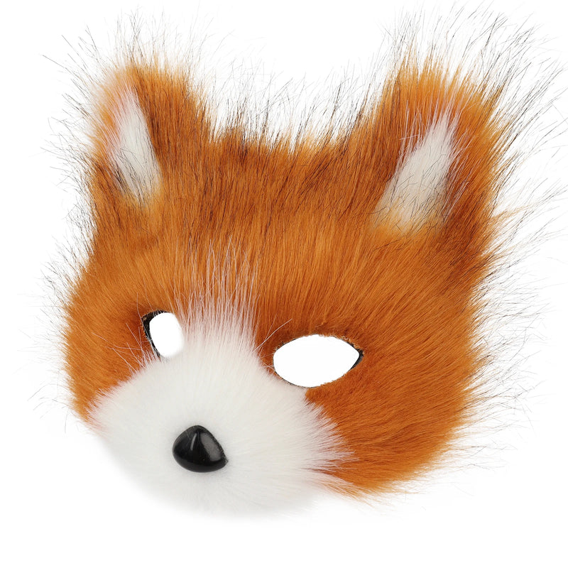 Faux Fur Fox Mask Furry Half Face Animal Cat Mask Halloween Cosplay Party Costume
