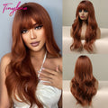 Red Brown Copper Ginger Long Wavy Synthetic Hair Wigs for Black Women Body Wave Ombre Wig Cosplay Natural Heat Resistant Wig