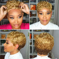 6 Inch Layered Cut Pixie Bob Wig,Natural Black 100% Brazilian Human Hair Straight Wig Full Machine Made for Women
