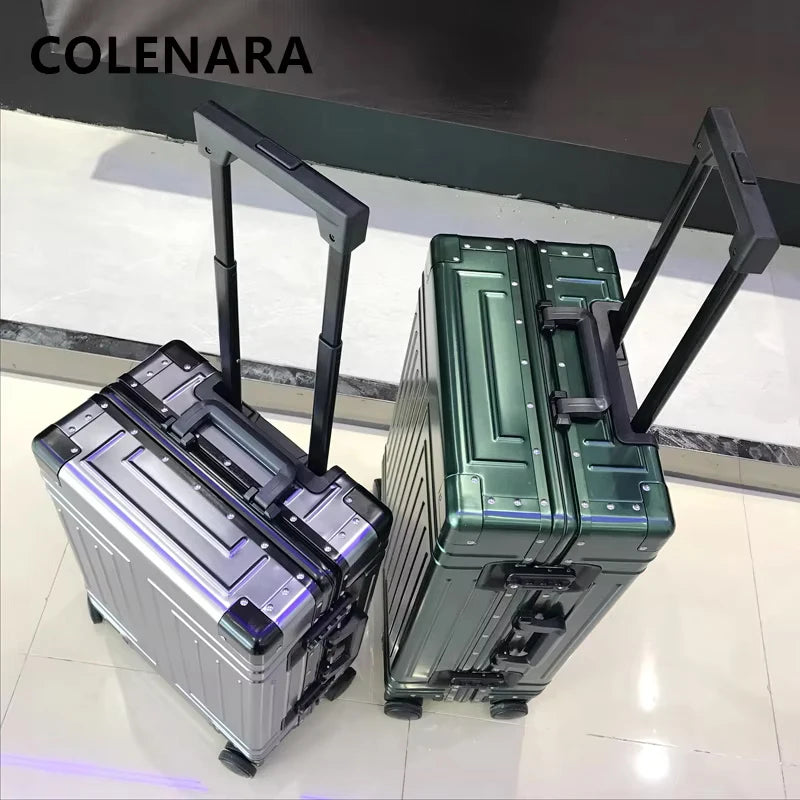 COLENARA 20"24"26"29 Inch Rolling Luggage Large Capacity Trolley Case Men's Suitcase Full Aluminum Magnesium Alloy Boarding Box