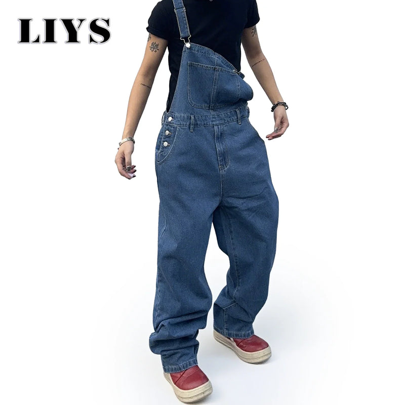 Overalls for Men Denim Suspenders Simple Baggy Jeans | SAMAG