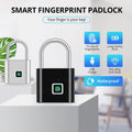 KERUI Fingerprint Lock Keyless USB Charging Smart Padlock Waterproof Door Lock 0.2sec Unlock Portable Anti-theft Padlock Zinc