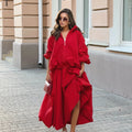 Women Oversized Hooded Zipper Jacket Maxi Long Skirt Two | SAMAG