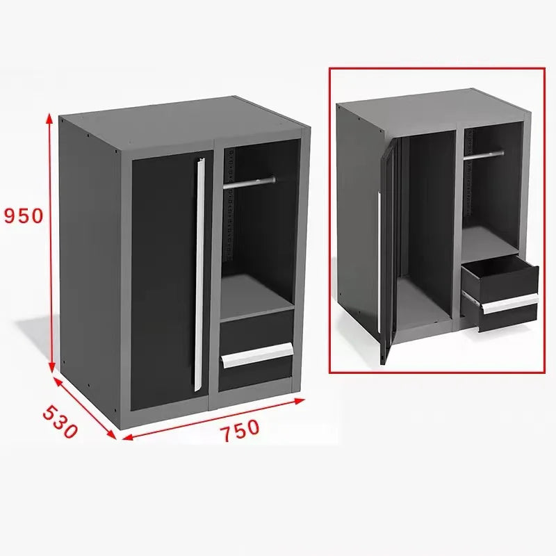 Garage Mechanic Tools Organizing Cabinets: Premium Steel Combo Of Drawer Cabinet And Double-Door Tool Cabinets
