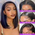 Straight Short Bob Wigs 13x4 Human Hair Lace Frontal Wigs 200% Remy Pre Plucked Transparent Lace 4x4 Short Bob Wigs For Women