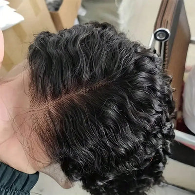 13x4 Jerry Curly Lace Wig Deep Wave Curly Lace Front Human Hair Wigs Kinky Curly Hairline Transparent HD Lace Frontal Wig Natural Black