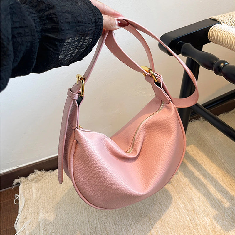 Korean Fashion Large Capacity PU Leather Tote Shoulder Bag Simple Casual Style 2026 New Hobos Bag for Women