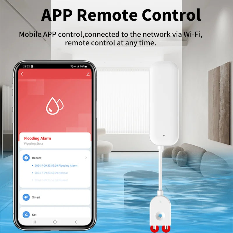 Tuya WiFi ZigBee Water Sensor Leakage Alarm Flood Leak Detector Smart Home APP Remote Control Security Protection Support Alexa