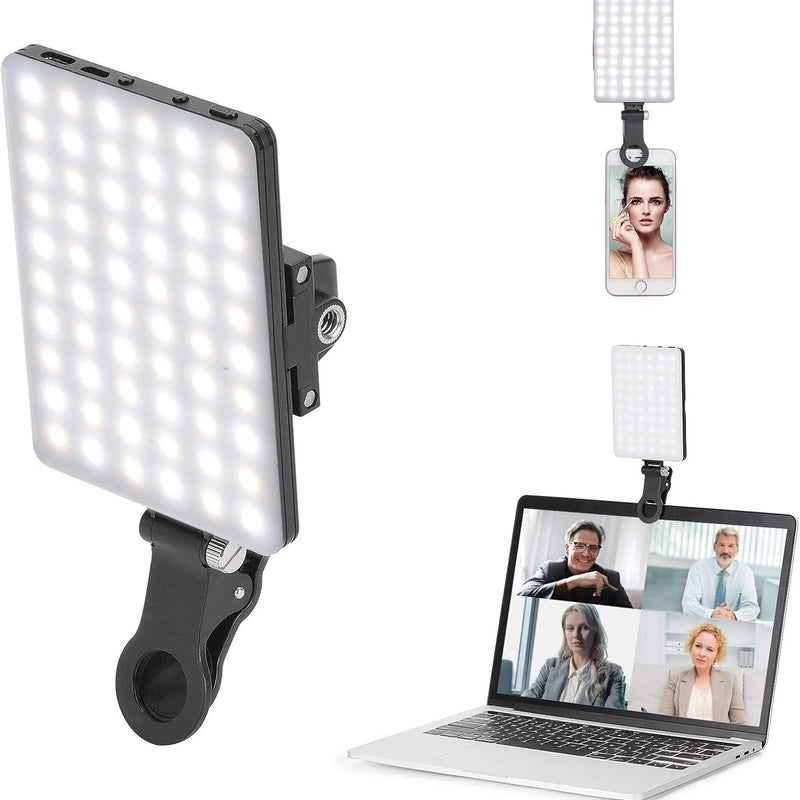 LED Portable Clip-on Selfie Light; Video Conference Lighting, 3 Lighting Modes, Suitable for iPhone Camera Laptop