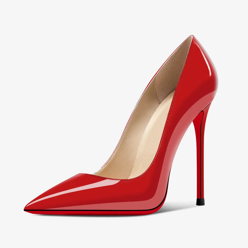 New Black High Heels for Women with Slim Heels, Pointed and sexy Professional White Plus Size Single Shoes