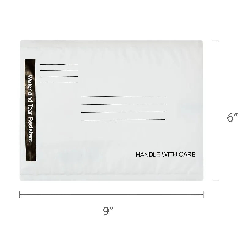 White Self-Sealing #0 Poly Bubble Mailers, Padded Envelopes, 6" x 9", 10 pack