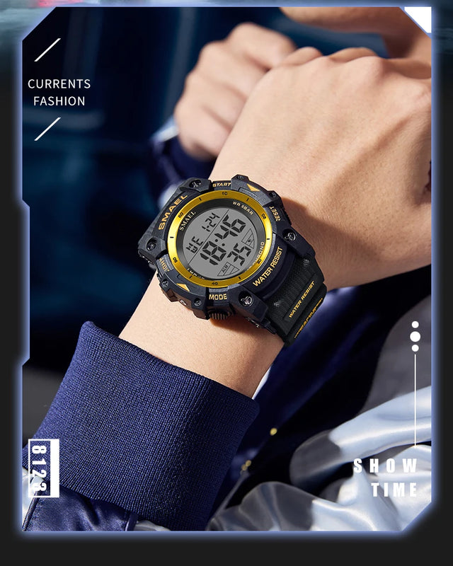 SMAEL 8123 Men's Digital Sport Watch - 50M Water Resistant LED Backlight Alarm Chronograph Stopwatch Shock Resistant