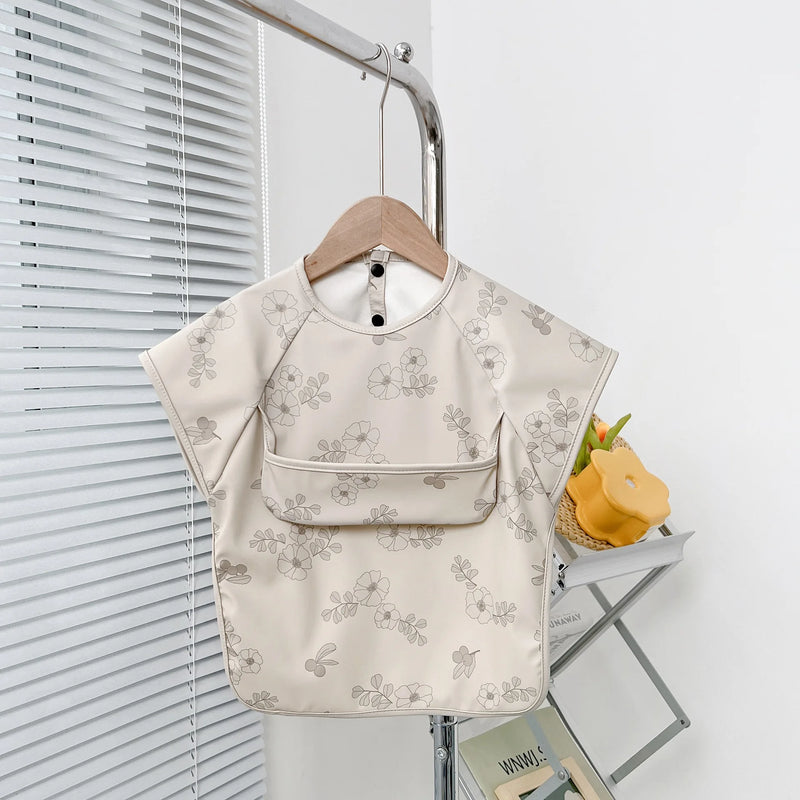 Cute Baby Bibs Toddler Baberos Bavoir Waterproof Short Sleeve Apron Cartoon Animals Children Feeding Smock Bib Baby Stuff 0-6Y