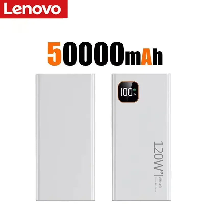 Lenovo Huge Capacity 500000mAh Portable Power Bank 120W Super Fast Charging External Battery Charger For Xiaomi iPhone Samsung