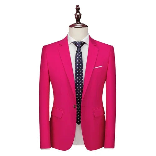 22 Color Men's Suit Jacket, Single Button V-neck Dress Coat Black Blue Red Slim Blazer Asian Size Terno Masculino, M-5XL 6XL