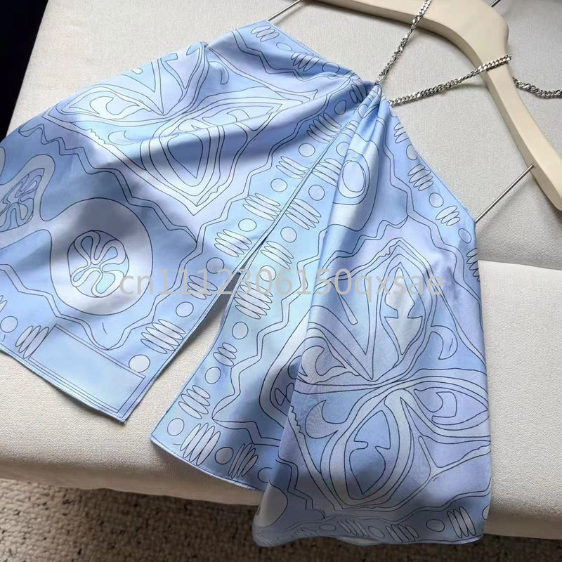 Luxury Design Women's Blue Halter Tops with Designer Signature Letter Logo Luxury Brand Lady Sexy Sleeveless T-shirts