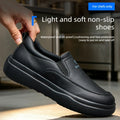 Anti-Skid Kitchen Work Shoes Non-slip Chef Slip-on Shoes Men Women Lightweight Black Restaurant Shoes Waterproof Leather Boots