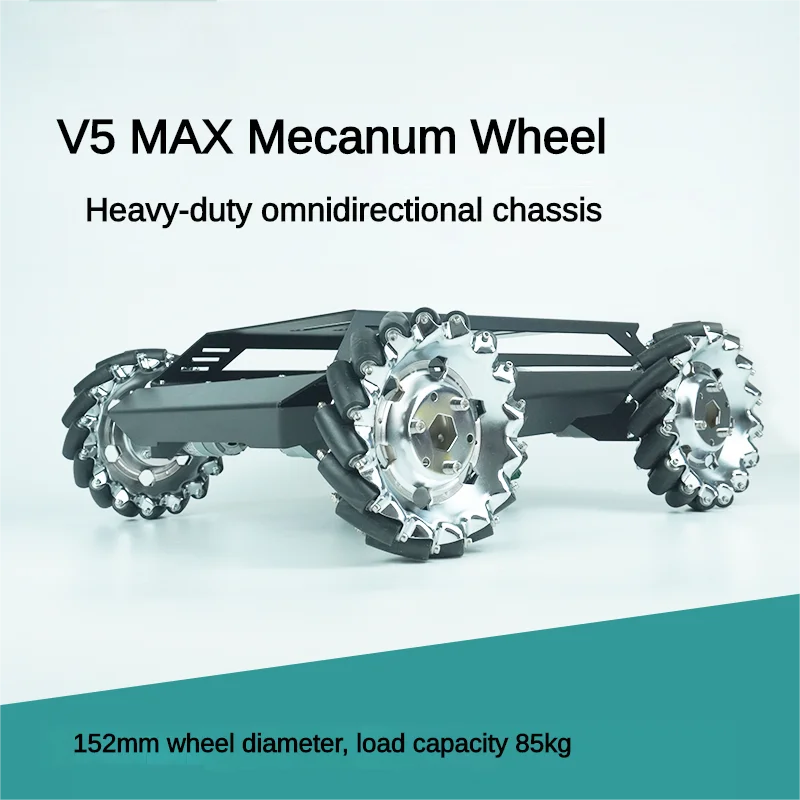 80kg Load Heavy Duty Metal Car Chassis 152mm Mecanum Wheel Trolley Omnidirectional V5Max Mobile Robot for Arduino Robot DIY Kit