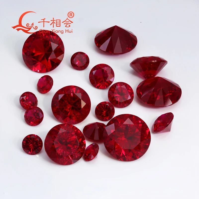 Lab Created Ruby Ear Stud 5-9mm Pigeon Blood with Inclusions Red Round Shape Single Stone S925 Silver Earrings Jewelry