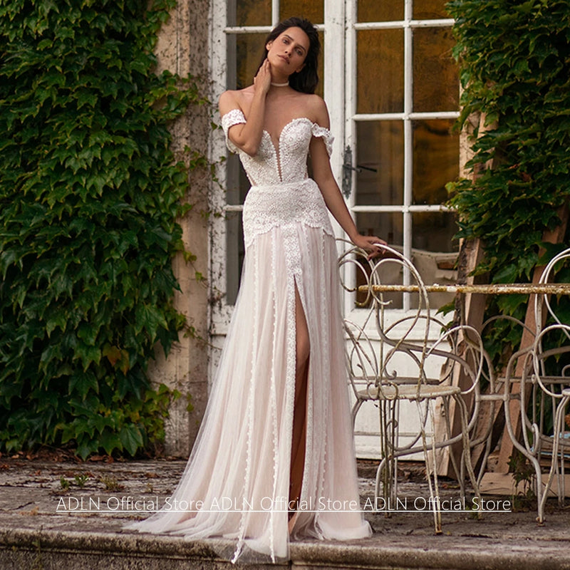 Customized Bohemian Lace Wedding Dresses Sexy Off - View 3 | SAMAG