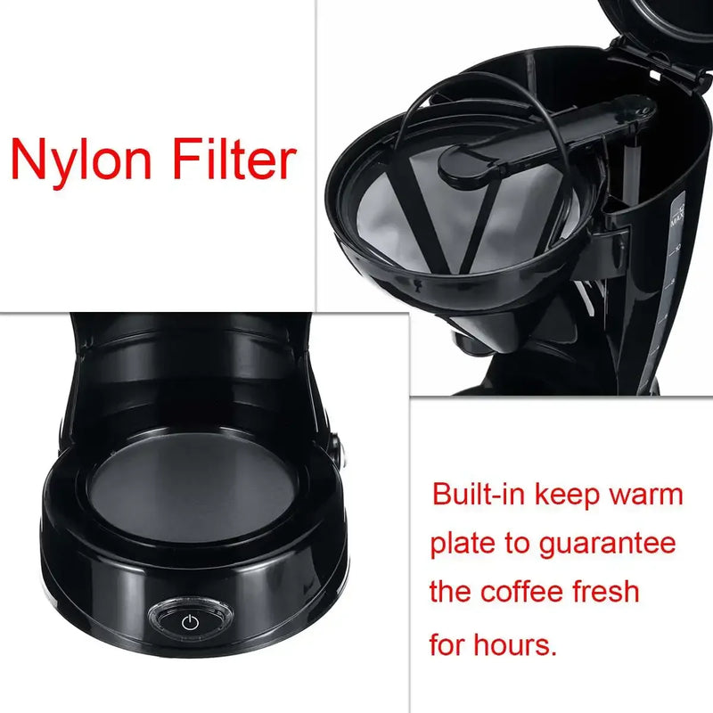 12 Cups Coffee Machine Mini Automatic Dripping Home Office Coffee Maker Multi-function Brew Tea Coffee home appliances