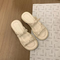 New Summer Women's Slippers 2024 Stylish Peep-toe Low Heel Silver Women's Comfortable Beach Shoes Sapatilas