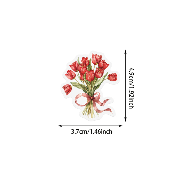 50PCS Flower and Letter Flower Stickers Computer Mobile Handbooks, DIY Stickers