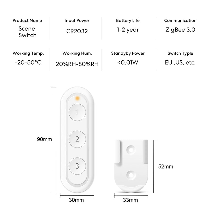 RiooCubee Zigbee EU Multi-Button Scene Switch Tuya Smart Life App Remote Control Smart Home Scene Linkage Control Home Assistant