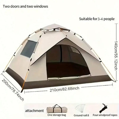 Automatic Instant Setup Camping Tent, 1 - 3/3 - 4 Person | SAMAG