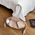 Orange Handbag High Quality Pu Leather Bag Lady Designer Pleated Cloud Bag Fashion Hobo Shoulder Bag Female Dumpling Tote