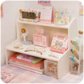 INS Desktop Storage Box 2 Layers Home Bedroom Dresser Skin Care Products Lipstick Shelf Study Stationery Books Sundry Organizer